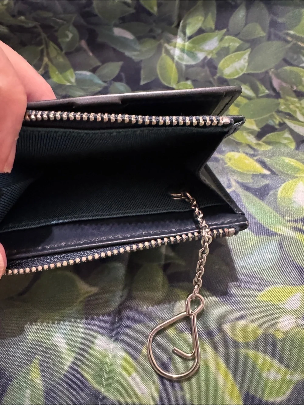 Lanvin Blue Leather Zip Card Wallet with Silver Hardware